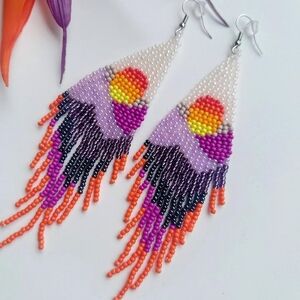 Colorful Beaded Fringe Earrings